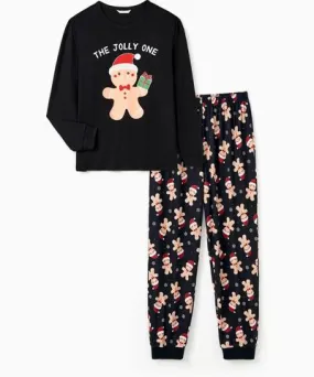 PatPat Christmas Family Pajamas Sets Glow in the Dark Gingerbread Man Print Matching Pajamas Sets