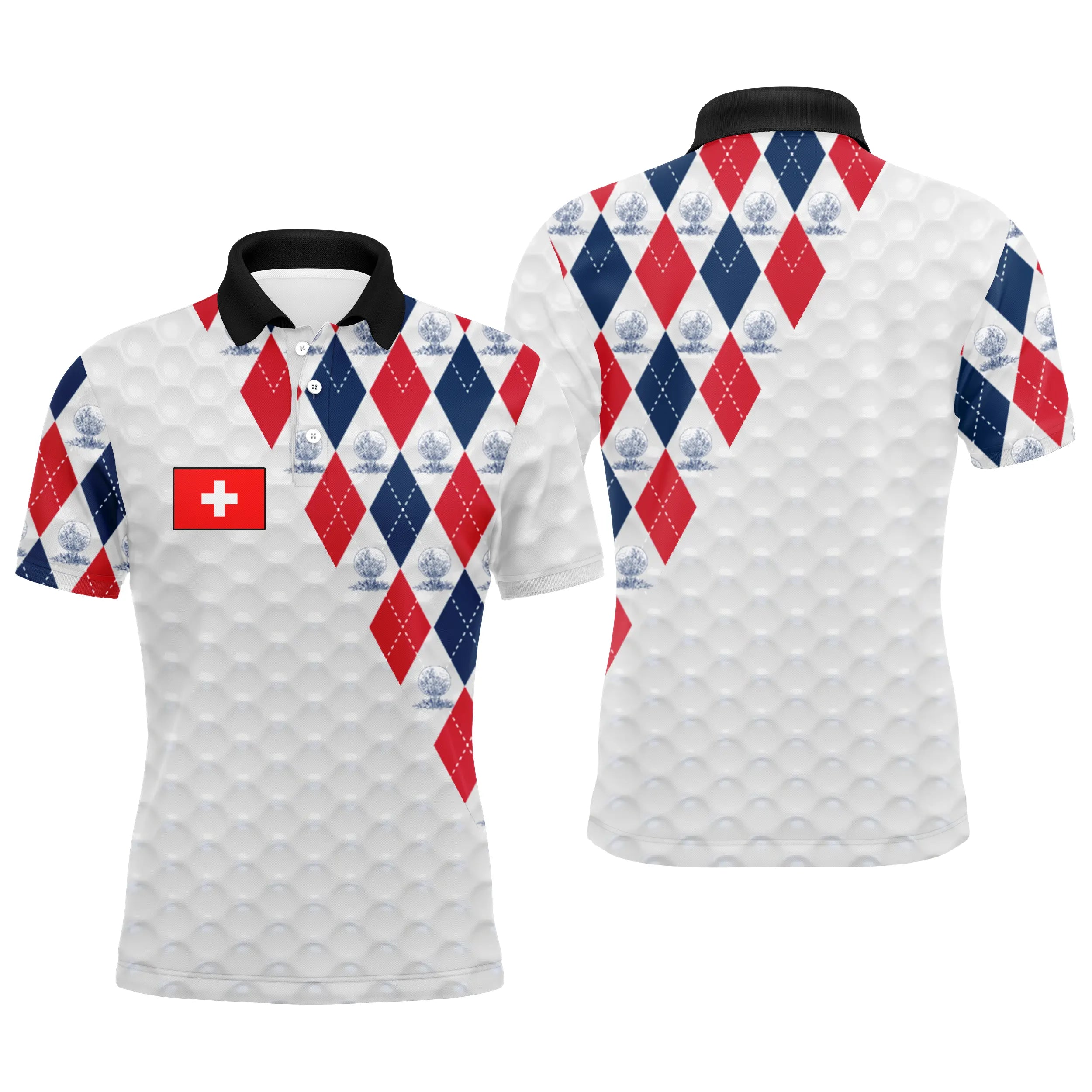 Polo de Golf Homme Et Femme, Drapeau Suisse, Cadeau Porte Bonheur Golfeur - CT10092223