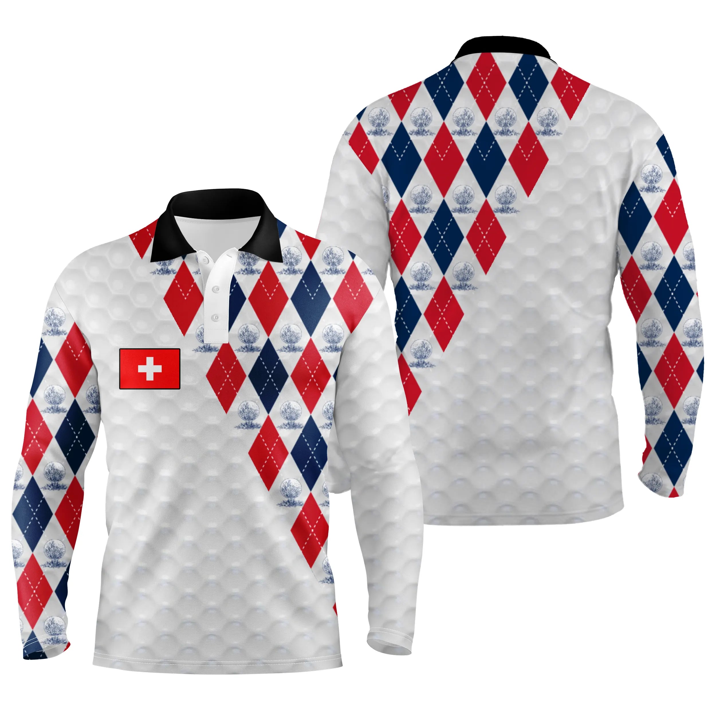 Polo de Golf Homme Et Femme, Drapeau Suisse, Cadeau Porte Bonheur Golfeur - CT10092223