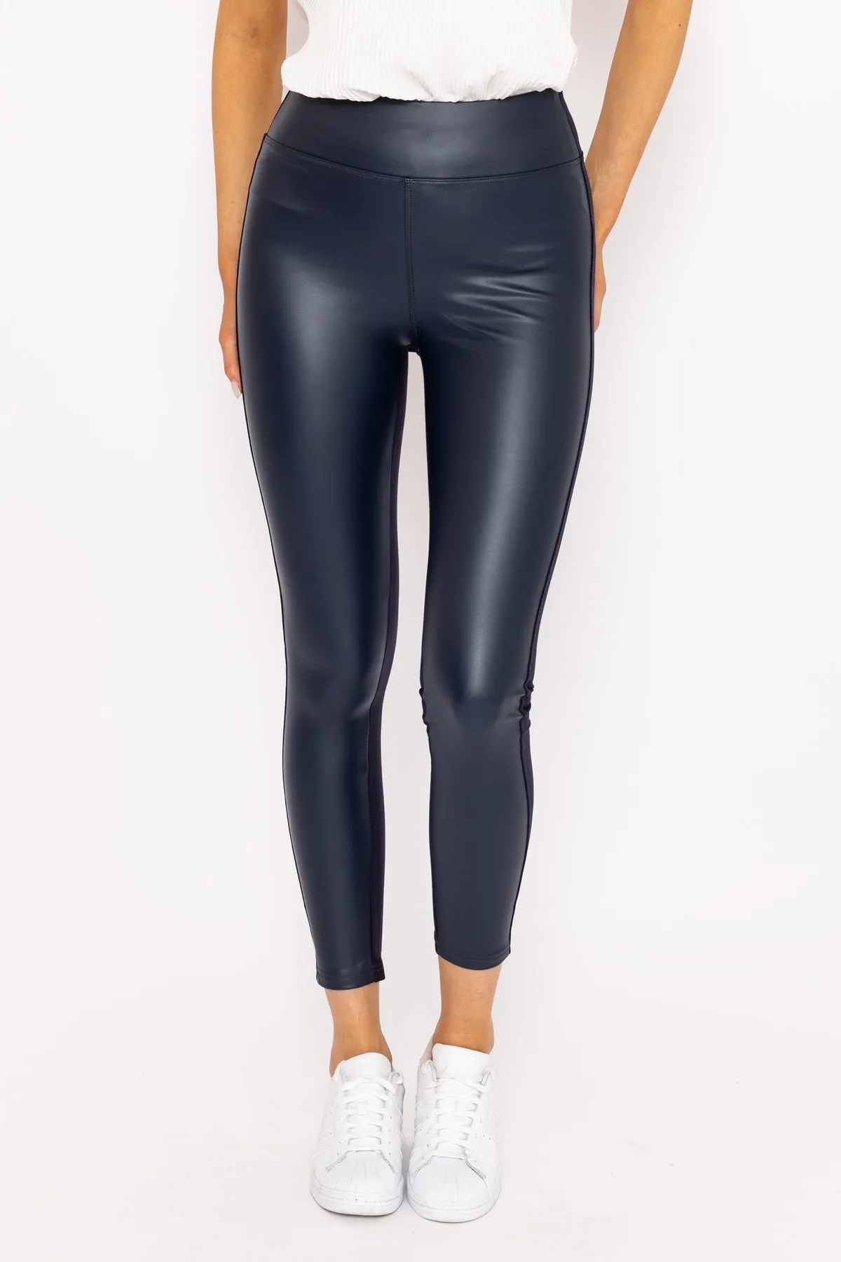 PU Ponte Leggings in Navy