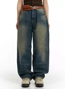 Scratch Textured Baggy Jeans CM405