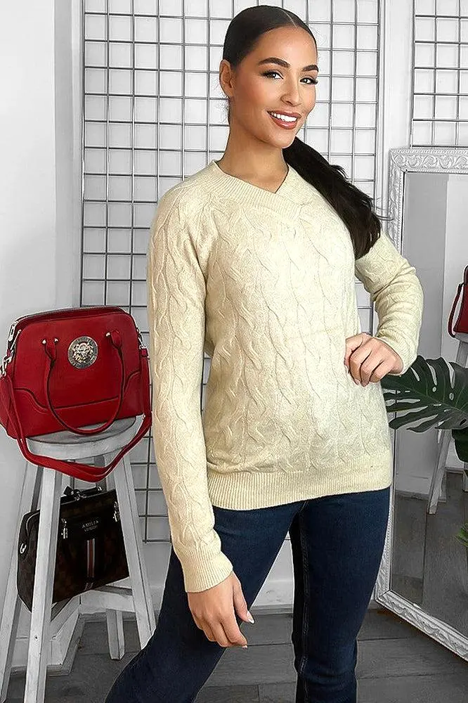 Soft Braid Knit Fisherman Style Pullover