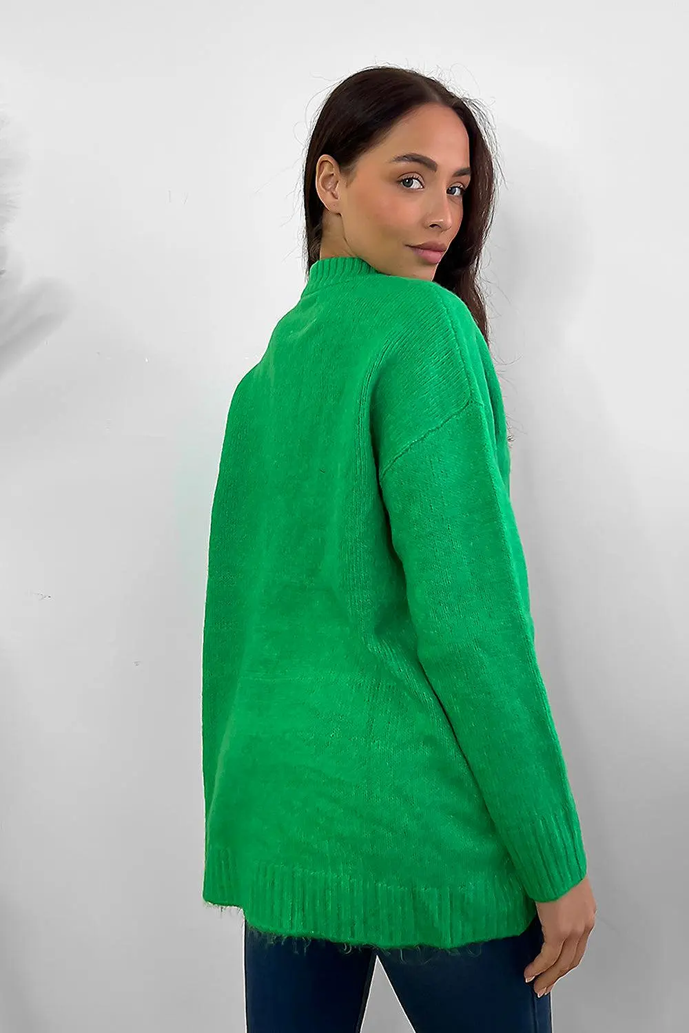 Soft Knit Ribbed Neckline Oversized Pullover