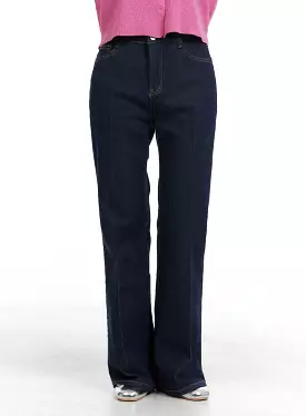 Solid Semi-Flared Jeans OM419