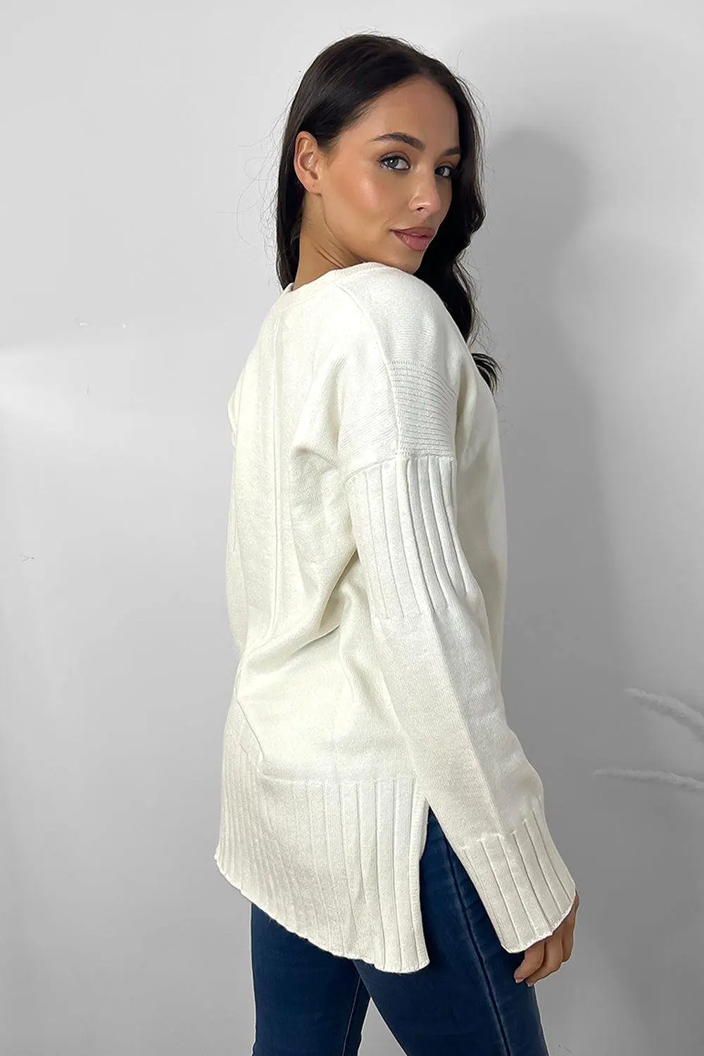 Square Neck Split Sides Pullover