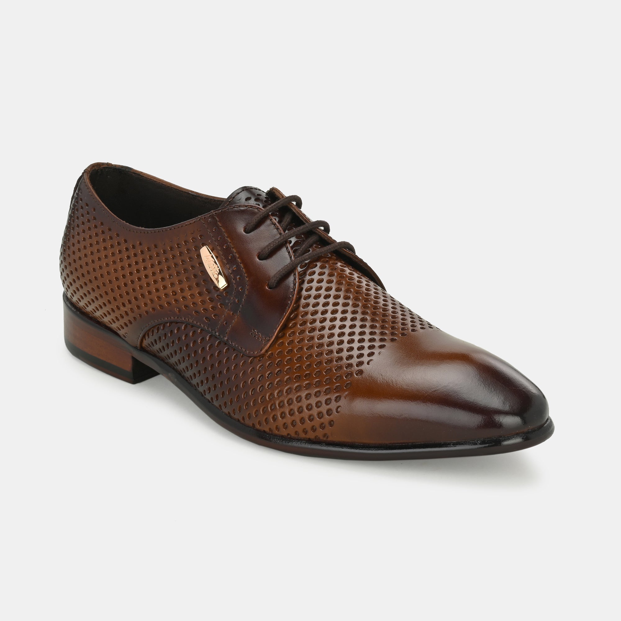 Tan Perforated Lace-Up Shoes by Lafattio