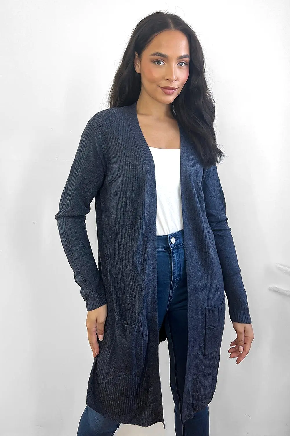 Thin Knit Pockets To Side Cardigan