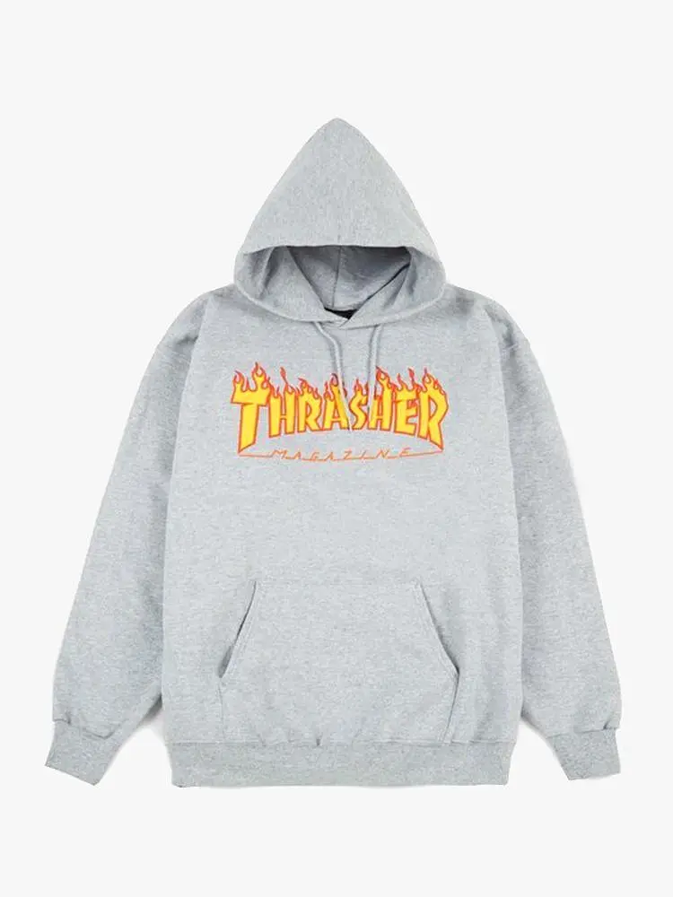 Thrasher Flame Logo Hoodie - Grey