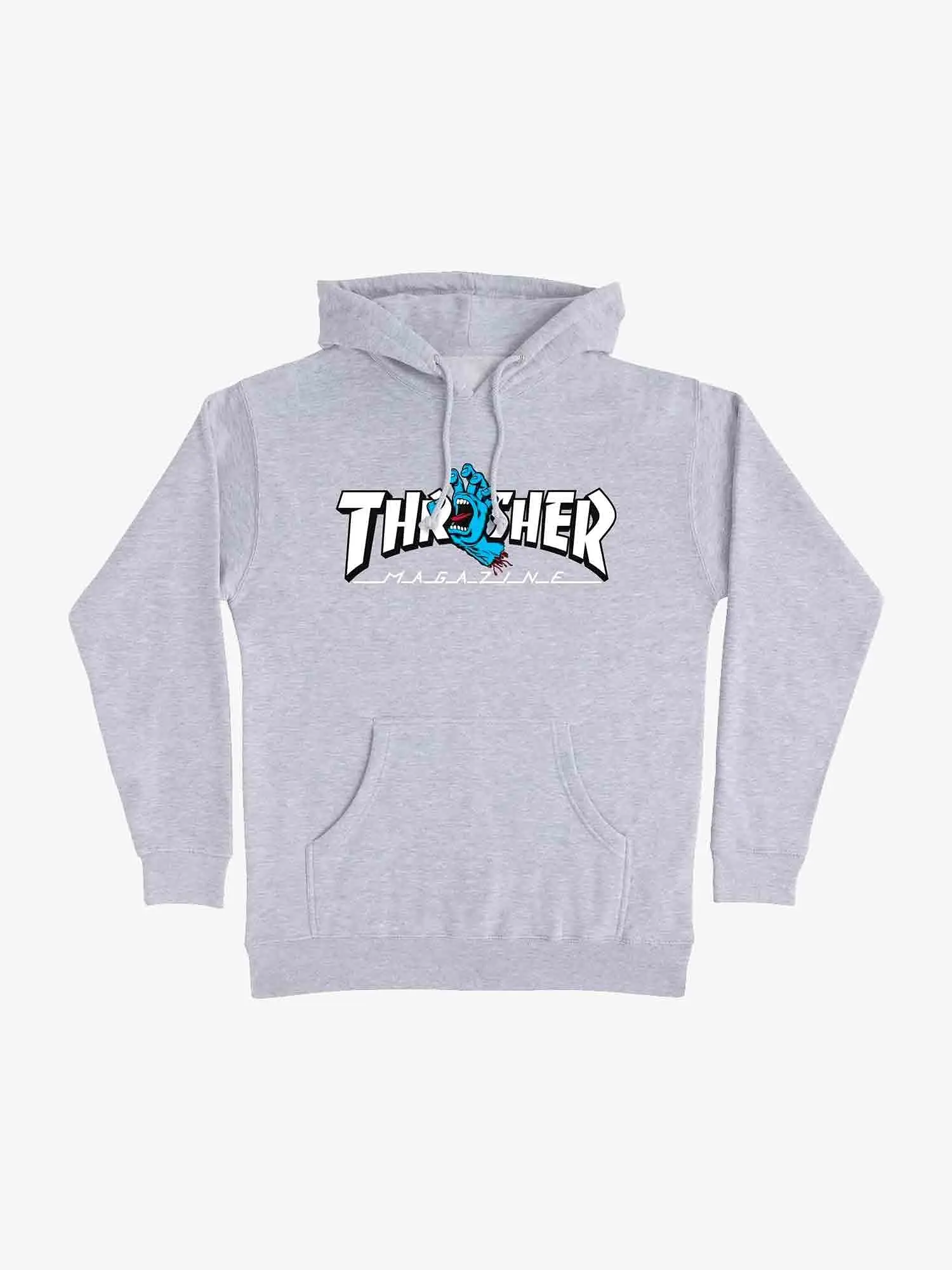 Thrasher x Santa Cruz Screaming Logo Pullover Hood - Grey Heather