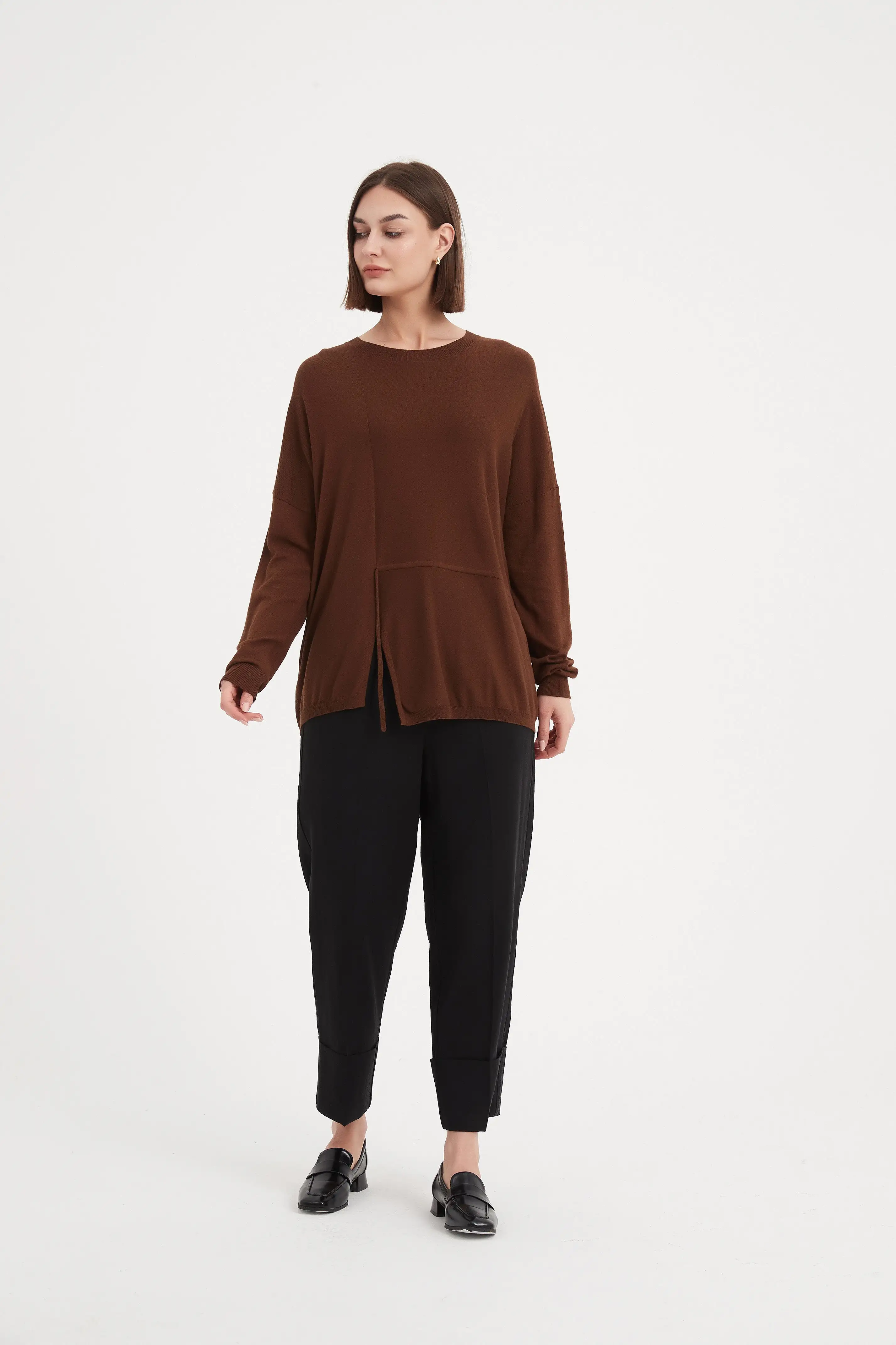 Tirelli - Split Detail Knit Top - Mocha