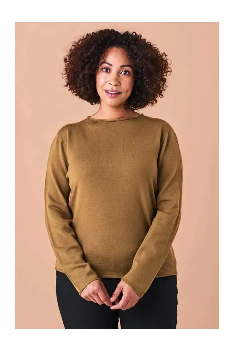 Uimi - Phoebe Crew Neck Jersey Top - Nutmeg