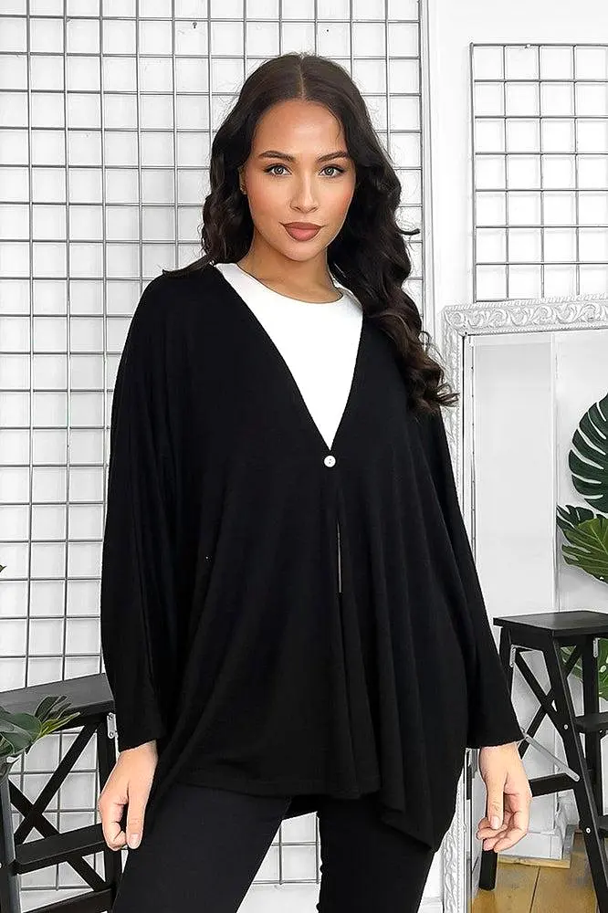 V-Neck Relaxed Fit Single Button Cardigan