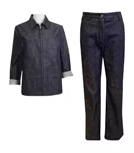 Vintage Chanel 99P, 1999 Spring denim blue pant suit set FR 36/38