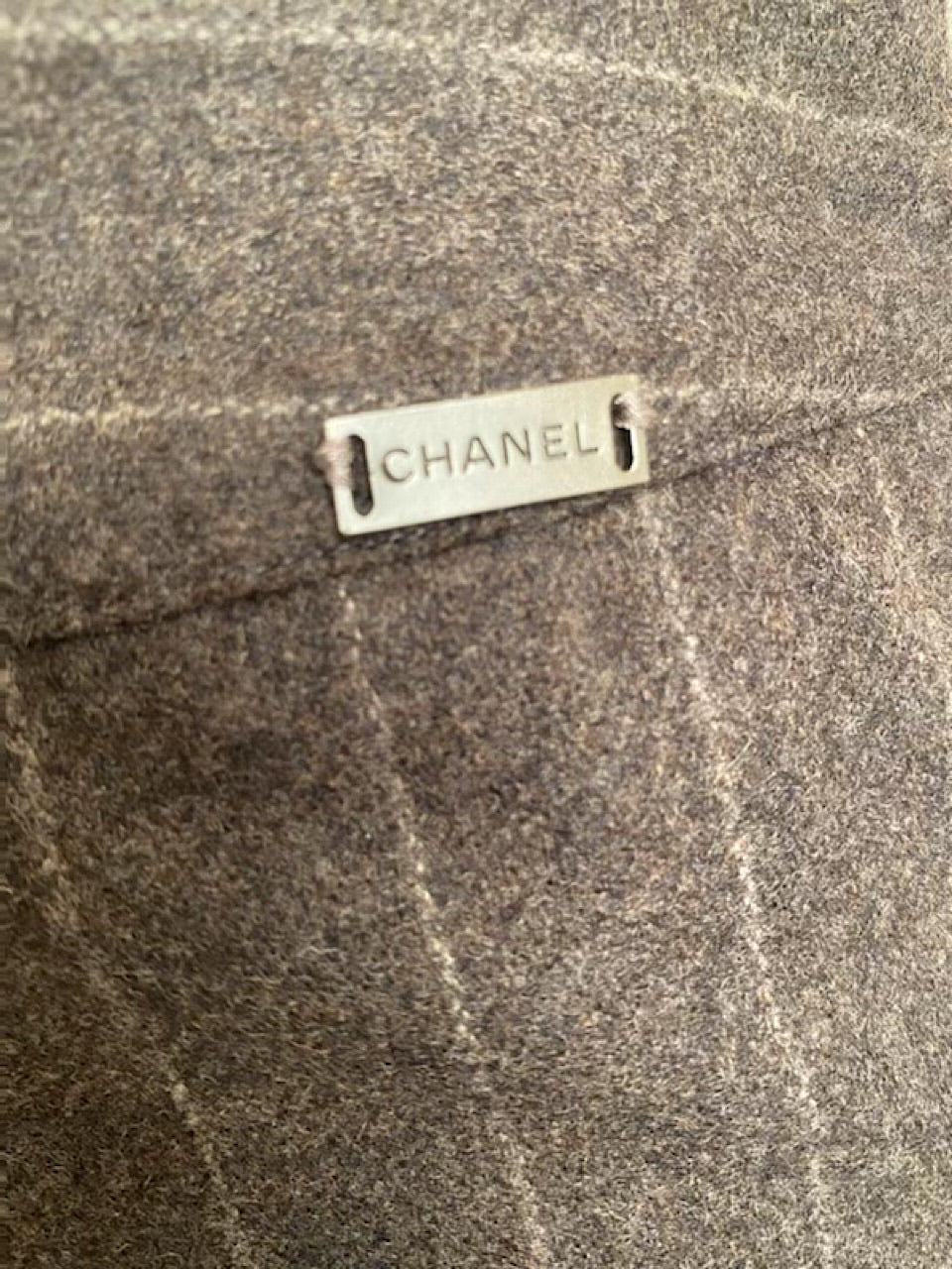 Vintage Chanel Identification 99A, 1999 Fall Gray Brown Pinstripe Pant Suit Set FR 34 US 2