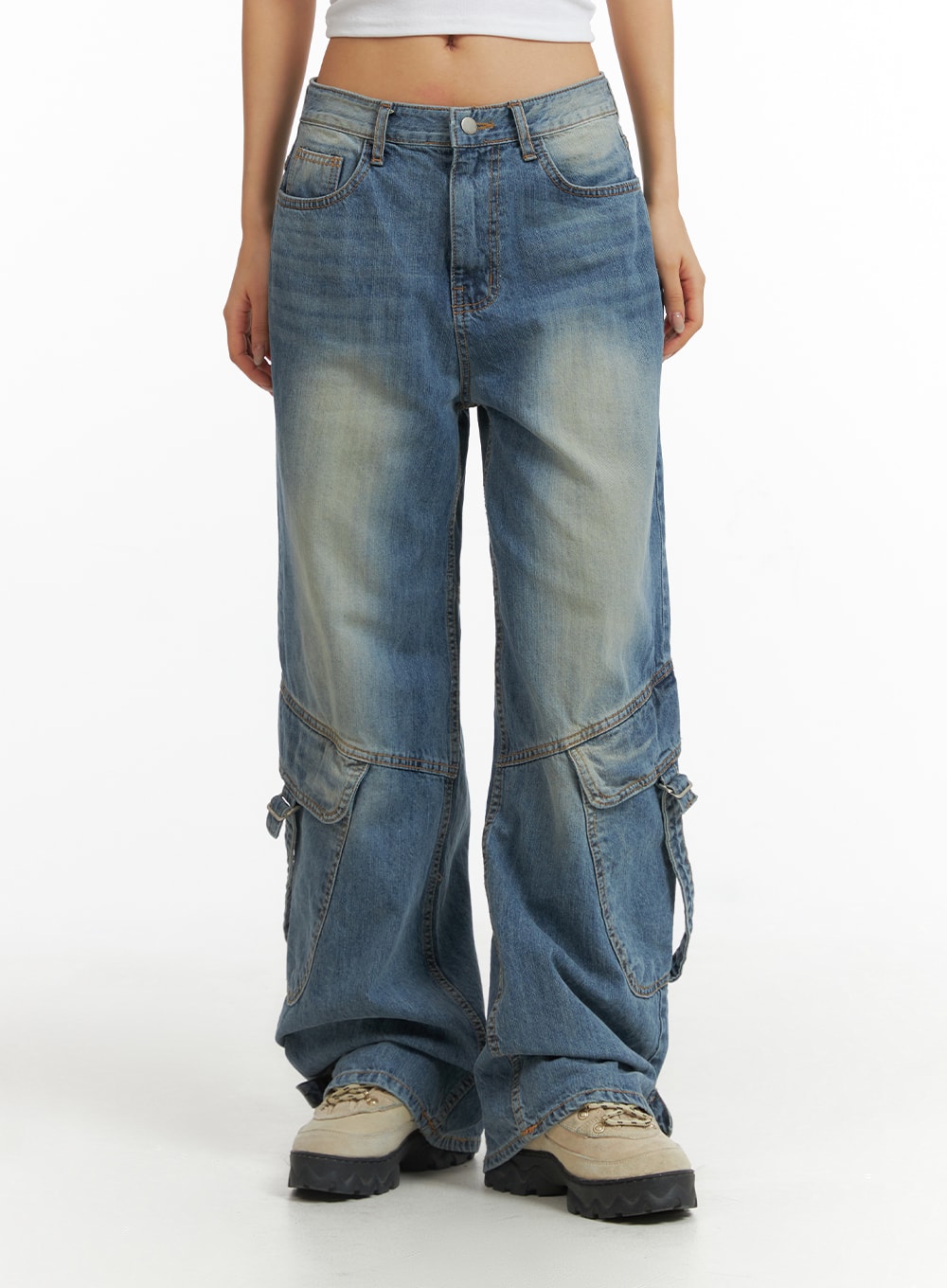 Vintage Mid Waist Cargo Jeans CJ425