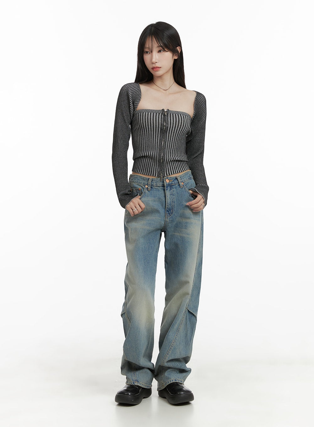 Washed Baggy Jeans CA404