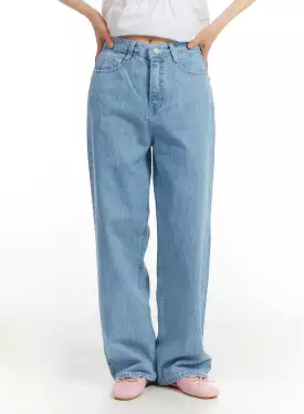 Washed Cotton Baggy Jeans OM406