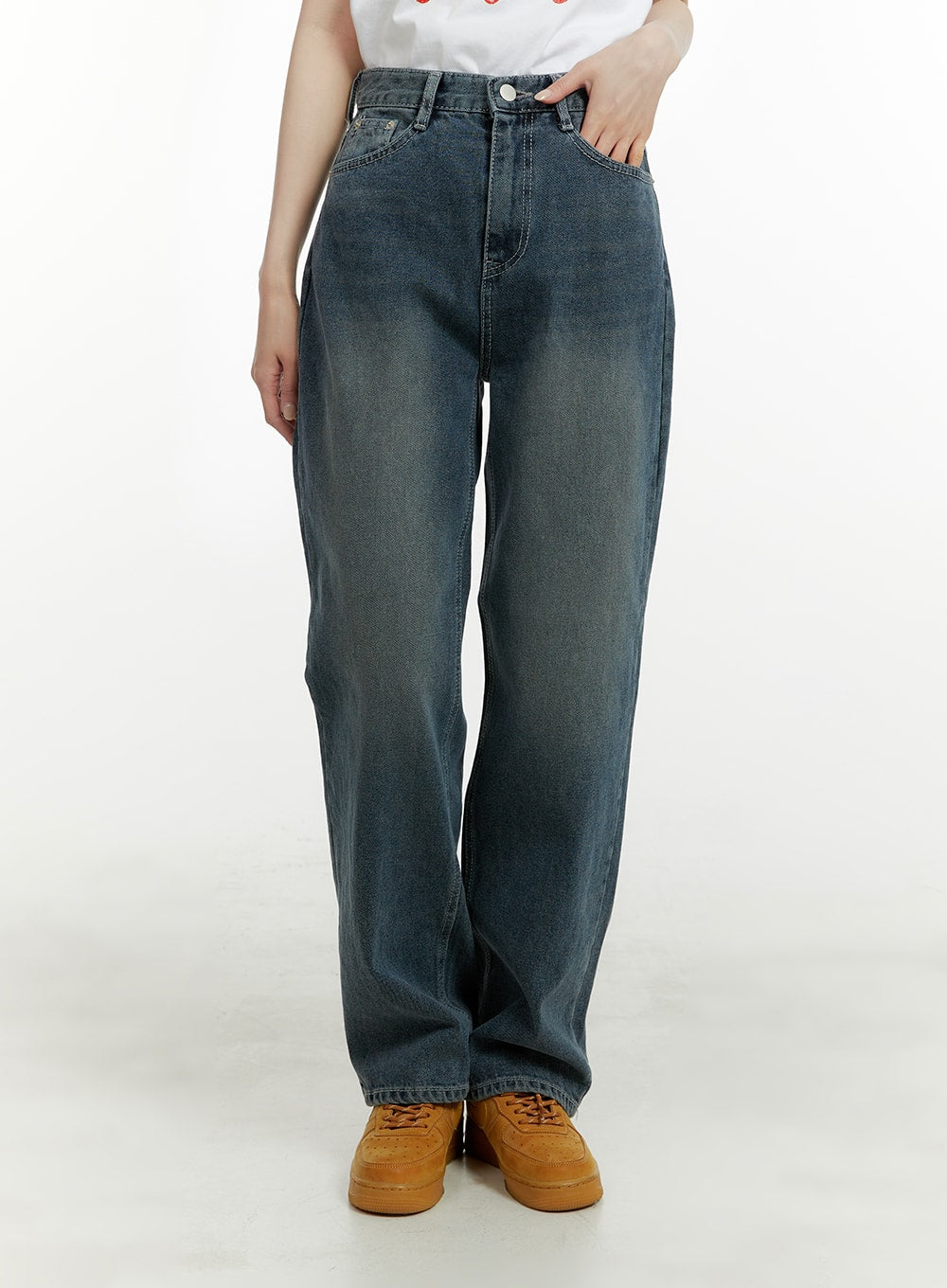 Washed Straight Jeans OA405