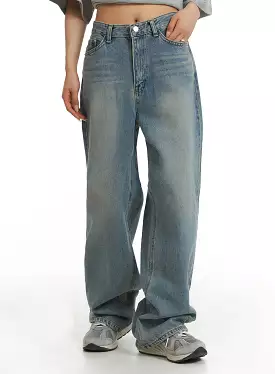 Washed Wide Denim Jeans CF401