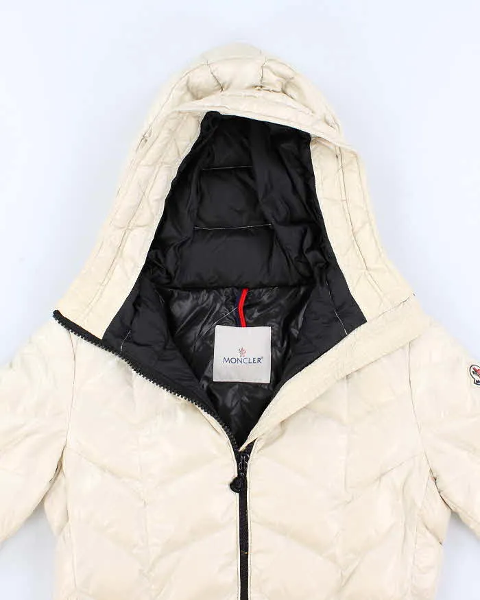 Woman's Vintage Moncler Cream Zip Up Puffer Jacket - M