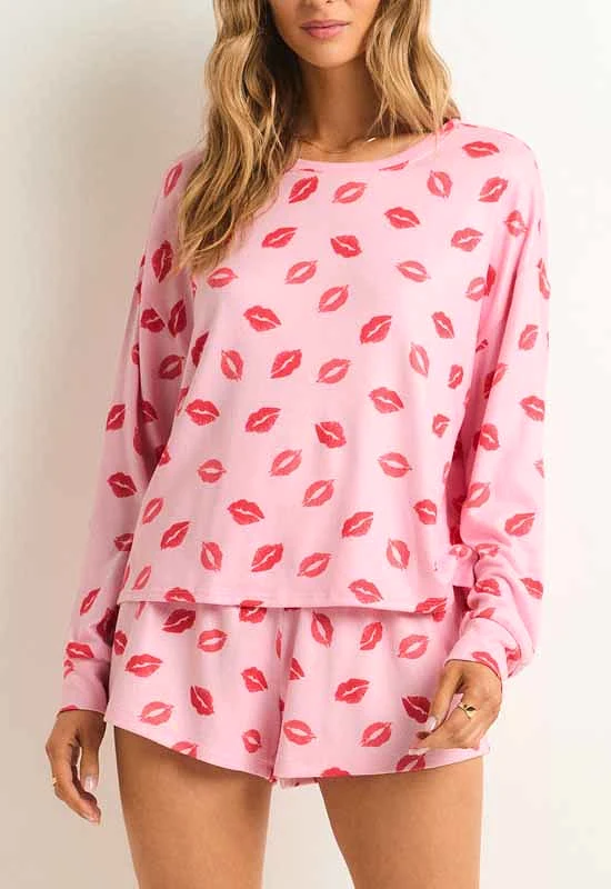 Z Supply - Pucker Up Kisses Long Sleeve Top Cotton Candy